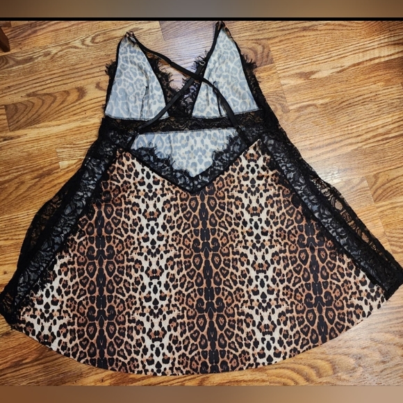 Sexy Leopard Print Babydoll Satiny Lingerie XXL - Picture 4 of 7